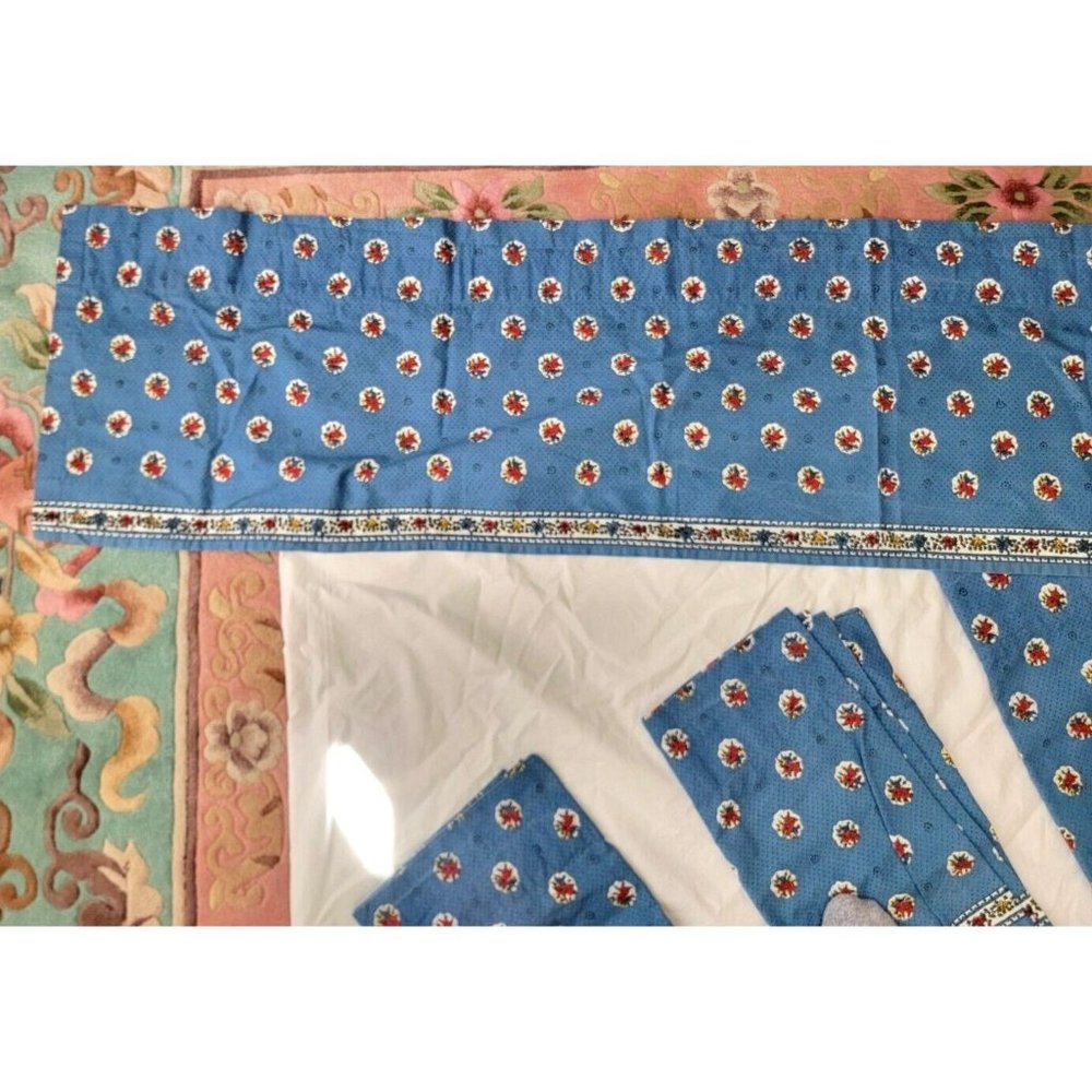 CHOOSE QUANITY Country French Pleated Valance Blue Red Floral Clean 71 x 14.5‎